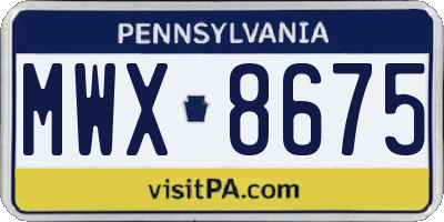 PA license plate MWX8675
