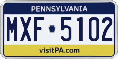 PA license plate MXF5102