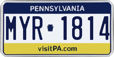 PA license plate MYR1814