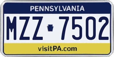 PA license plate MZZ7502