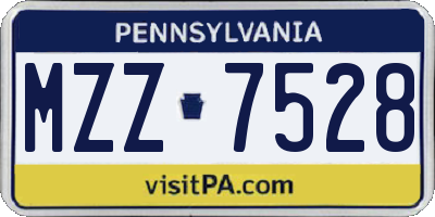 PA license plate MZZ7528