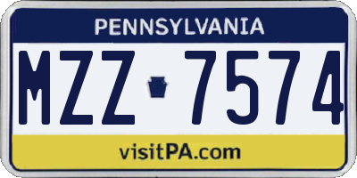 PA license plate MZZ7574