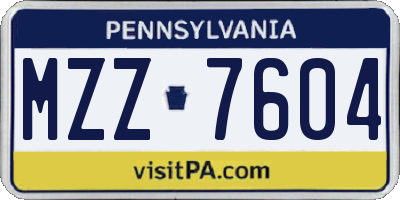 PA license plate MZZ7604