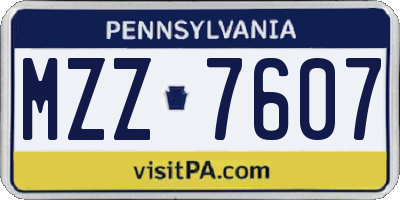 PA license plate MZZ7607
