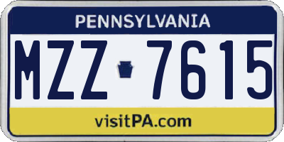 PA license plate MZZ7615