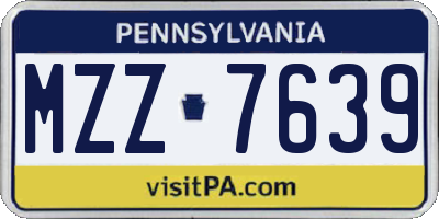 PA license plate MZZ7639