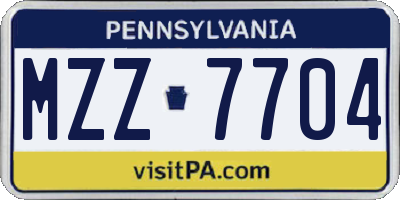 PA license plate MZZ7704