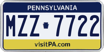 PA license plate MZZ7722