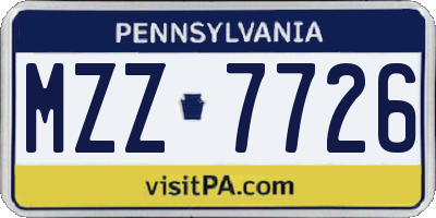 PA license plate MZZ7726