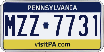 PA license plate MZZ7731
