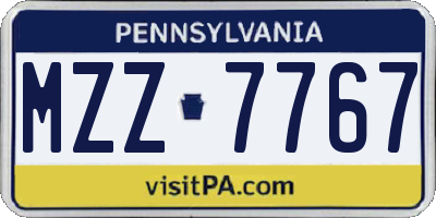 PA license plate MZZ7767