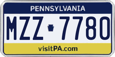 PA license plate MZZ7780