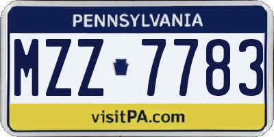 PA license plate MZZ7783