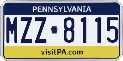 PA license plate MZZ8115