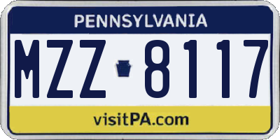 PA license plate MZZ8117
