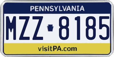 PA license plate MZZ8185