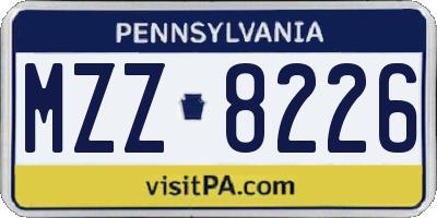 PA license plate MZZ8226