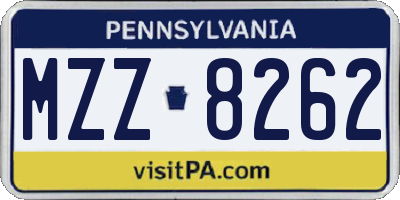 PA license plate MZZ8262