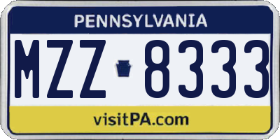 PA license plate MZZ8333