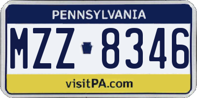 PA license plate MZZ8346
