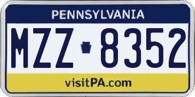 PA license plate MZZ8352