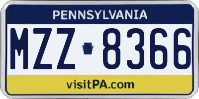 PA license plate MZZ8366