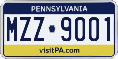 PA license plate MZZ9001