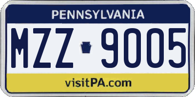 PA license plate MZZ9005