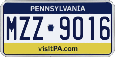PA license plate MZZ9016