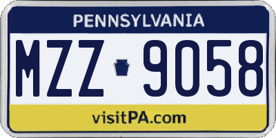 PA license plate MZZ9058