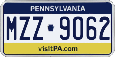 PA license plate MZZ9062