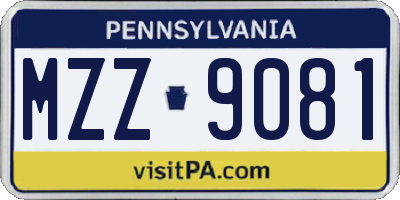 PA license plate MZZ9081