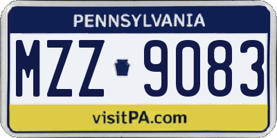 PA license plate MZZ9083