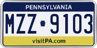 PA license plate MZZ9103