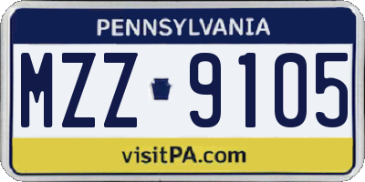 PA license plate MZZ9105