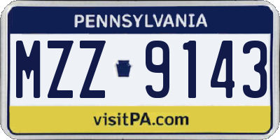 PA license plate MZZ9143