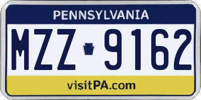 PA license plate MZZ9162
