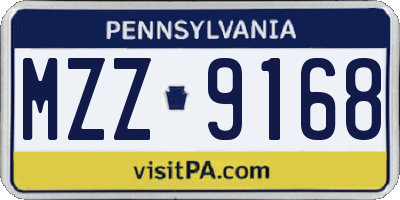 PA license plate MZZ9168