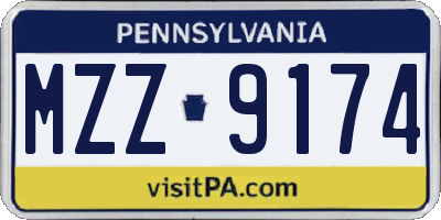 PA license plate MZZ9174