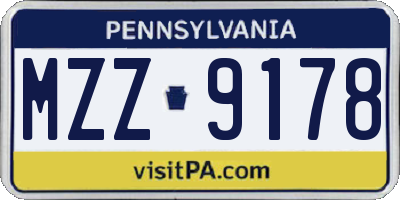 PA license plate MZZ9178