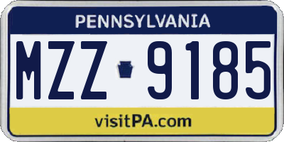 PA license plate MZZ9185