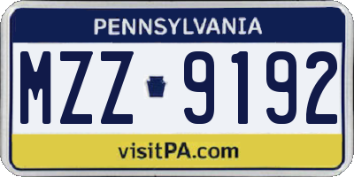 PA license plate MZZ9192