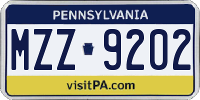 PA license plate MZZ9202