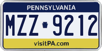 PA license plate MZZ9212
