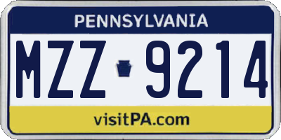 PA license plate MZZ9214