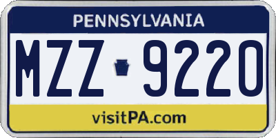 PA license plate MZZ9220