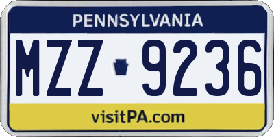 PA license plate MZZ9236