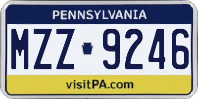PA license plate MZZ9246