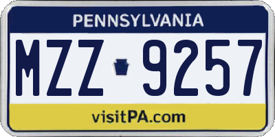PA license plate MZZ9257