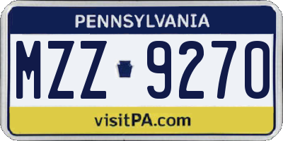 PA license plate MZZ9270